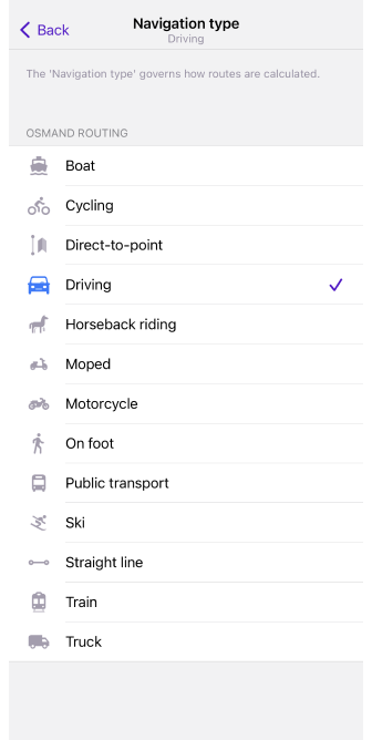 إعدادات الملاحة iOS