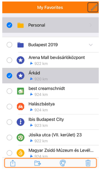 Favoritenaktionen iOS