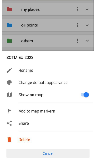 Funktionen für Favoritenordner Android
