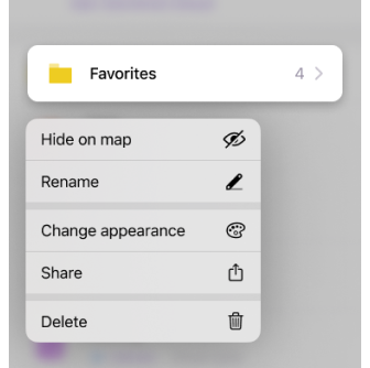 Favoritenmenü iOS