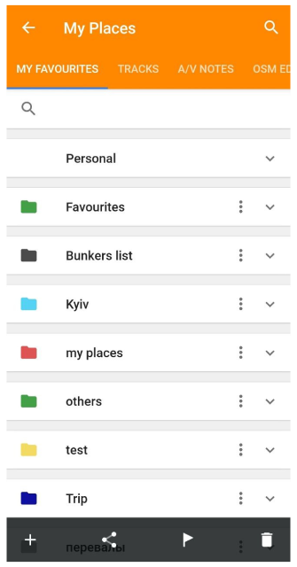 Favoritenmenü Android