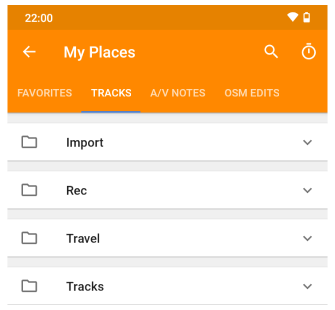 Menü Meine Orte Android