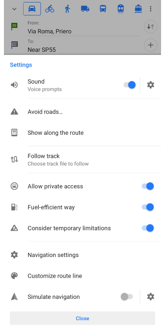 Routenvorbereitung Android