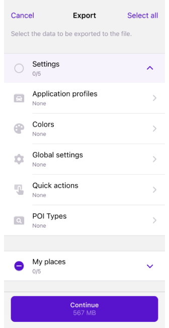 Profilaktionen Export iOS