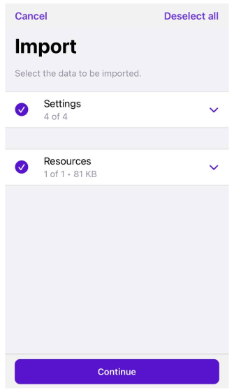Profilaktionen Import iOS