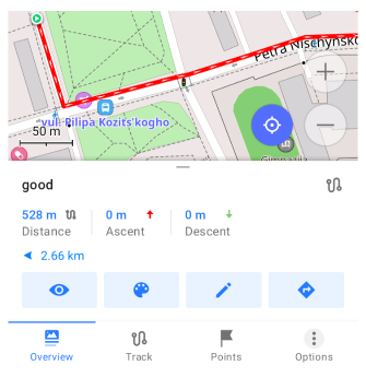 Menú contextual de track Android
