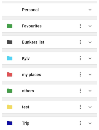 Carpetas de favoritos android