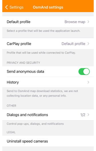 Ajustes generales de perfiles iOS