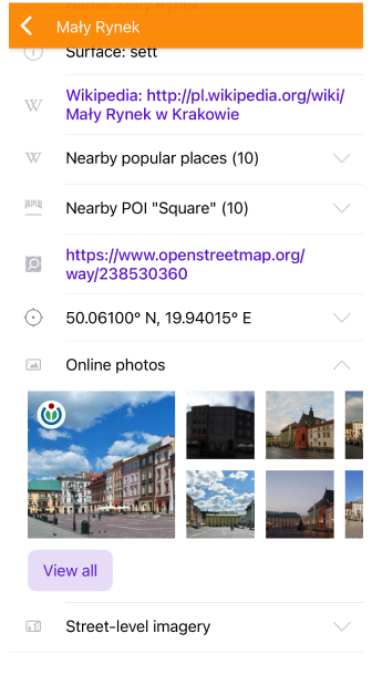 Menú contextual de Fotos en línea iOS
