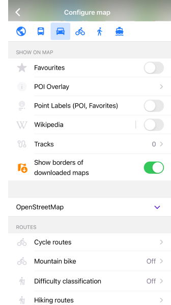 Ajustes de Configurar mapa de Perfiles iOS