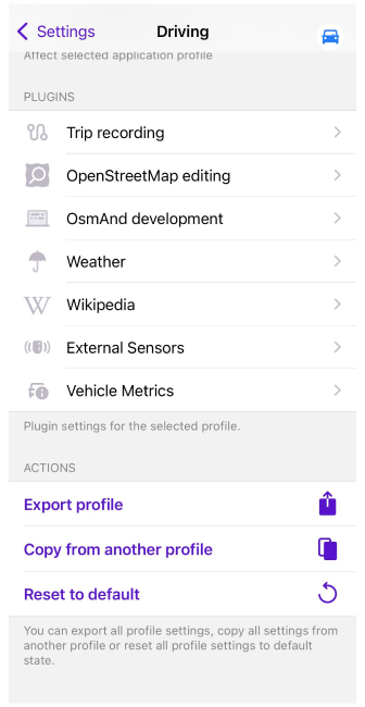 Ajustes de Plugins del Perfil iOS