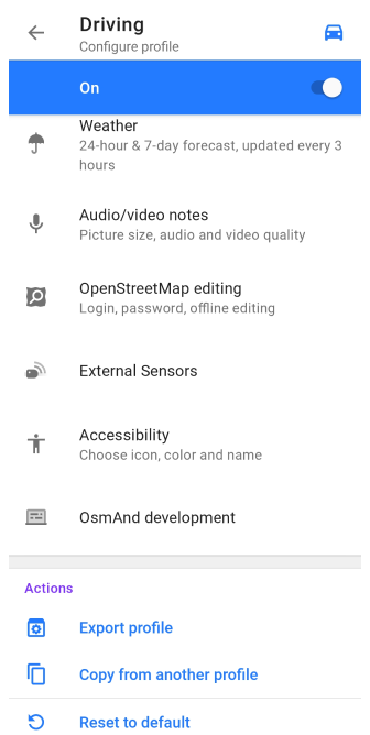 Ajustes de Perfiles Android