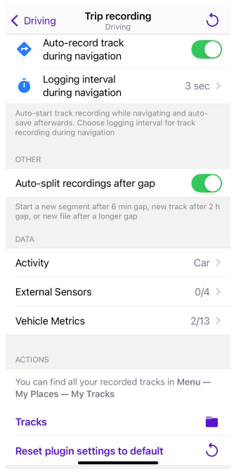 Configurando Grabación de viaje en iOS