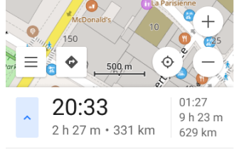 Widget de información de ruta