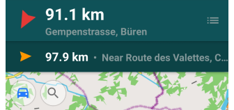 Marqueurs de carte sur le widget de la barre supérieure