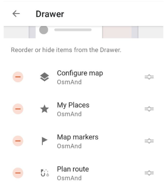 Tiroir du profil Android
