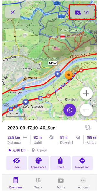 Carte du groupe du menu de la trace iOS
