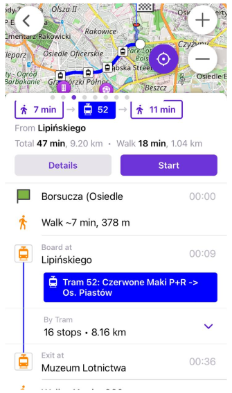 Navigazione trasporto pubblico iOS