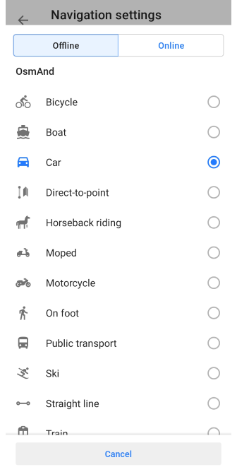 Impostazioni di navigazione Android