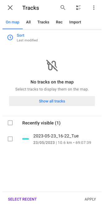 Configura mappa tracce Android
