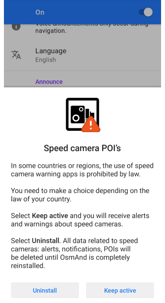 Timing aankondiging stemnavigatie Android