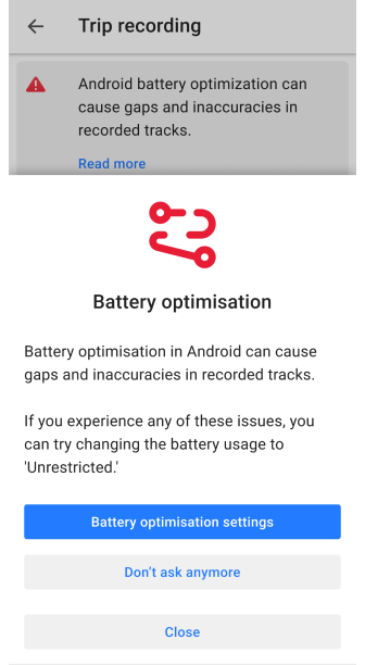 Trasa na mapie iOS