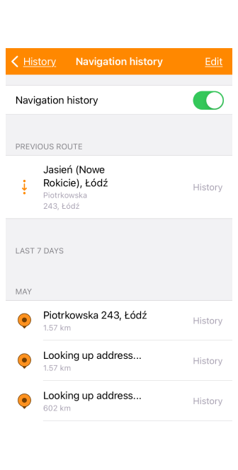 Ustawienia ogólne Historia iOS