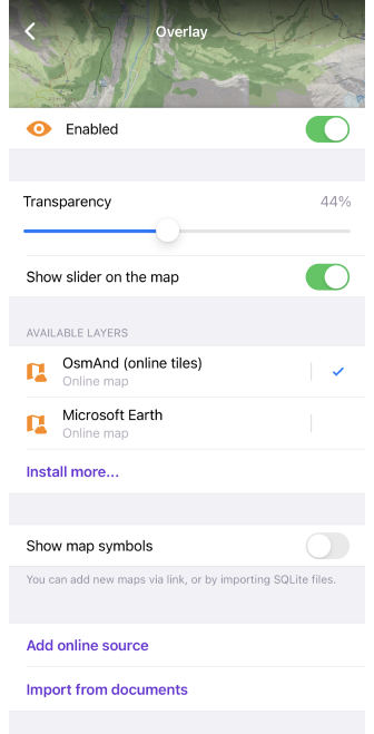 Konfiguracja podkładu / nakładki iOS