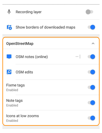 Шар редагувань OSM Android