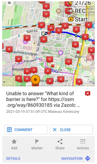 Відкрити нотатку OSM Android