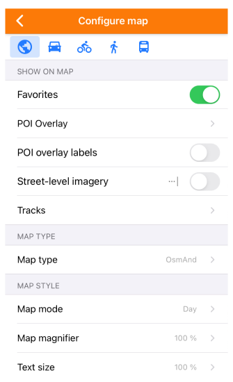 تكوين الخريطة iOS