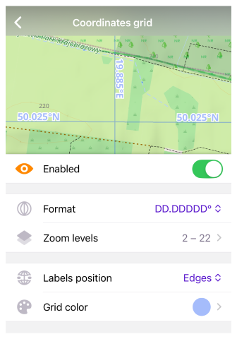 إظهار الحدود iOS