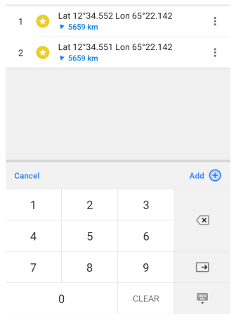 إدخال الإحداثيات حفظ نقطة Android 1