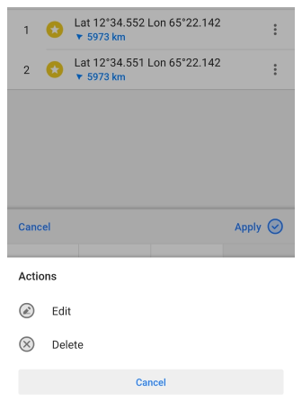 إدخال الإحداثيات حفظ نقطة Android 2