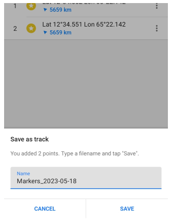 إدخال الإحداثيات حفظ نقطة Android 1