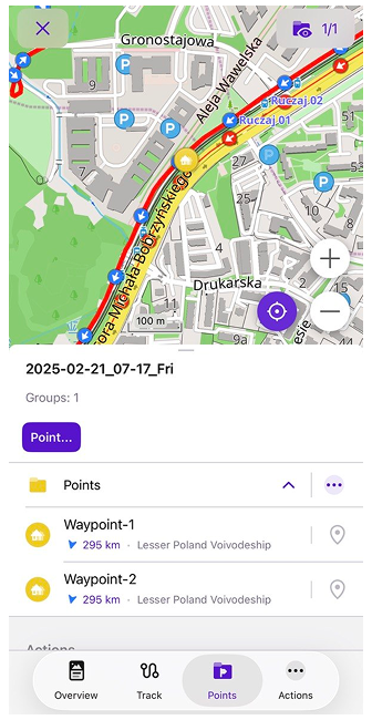 Context track menu Points iOS