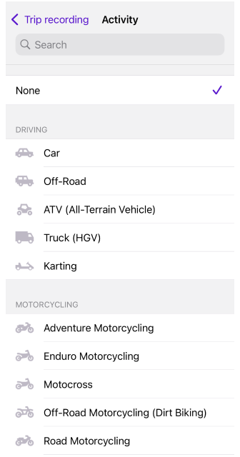 Track Activity Type