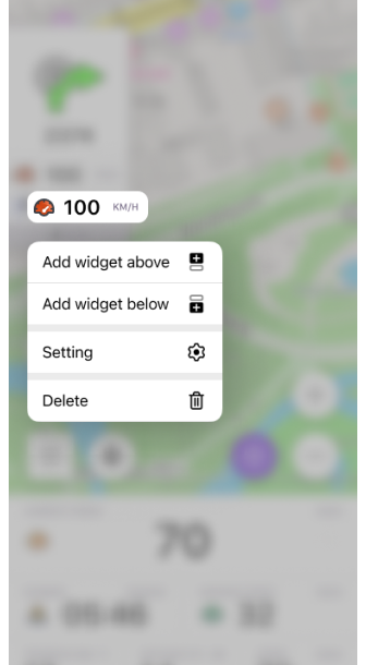 Widget context menu