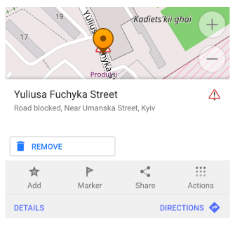 Vermiedene Straße entfernen Android