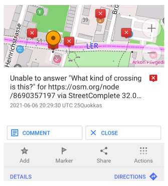 OSM-Notiz kommentieren Android