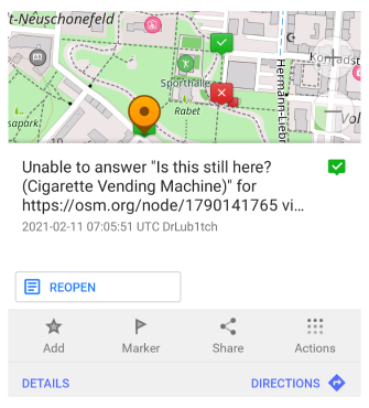 OSM-Notiz wieder öffnen Android