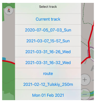 Track zum Hinzufügen von Wegpunkt auswählen iOS