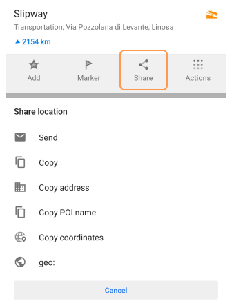 Teilen-Aktion Android