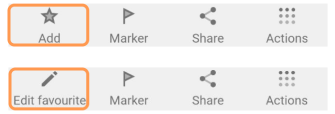 Favorit hinzufügen/bearbeiten Aktion Android