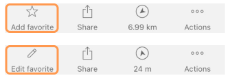 Favorit hinzufügen/bearbeiten Aktion iOS