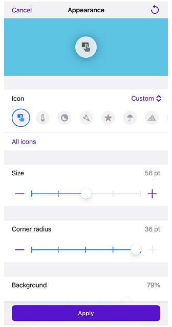 Erscheinungsbild der Schaltfläche