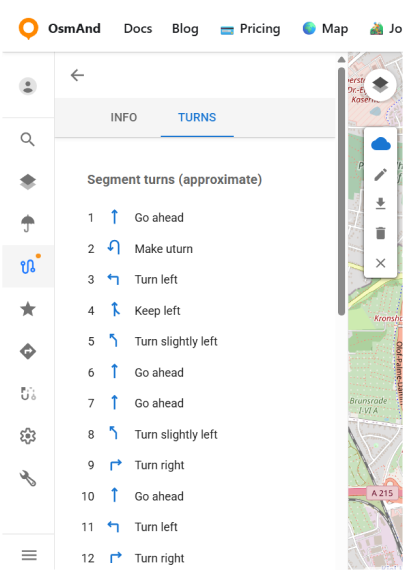 OsmAnd Web Cloud-GPX-Bearbeitung