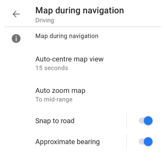 Kartenbild während der Navigation