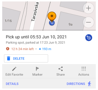 Aktion Parken löschen Android