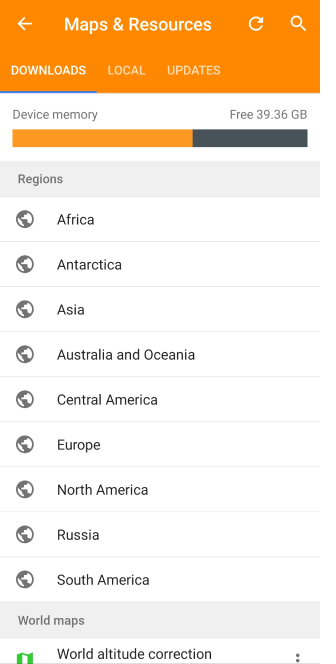 Download-Kartenmenü allgemein Android